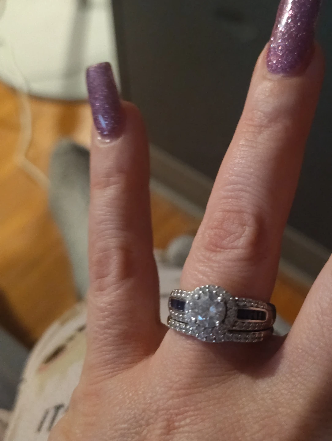 Diamond ring with blue sapphire - photo 4