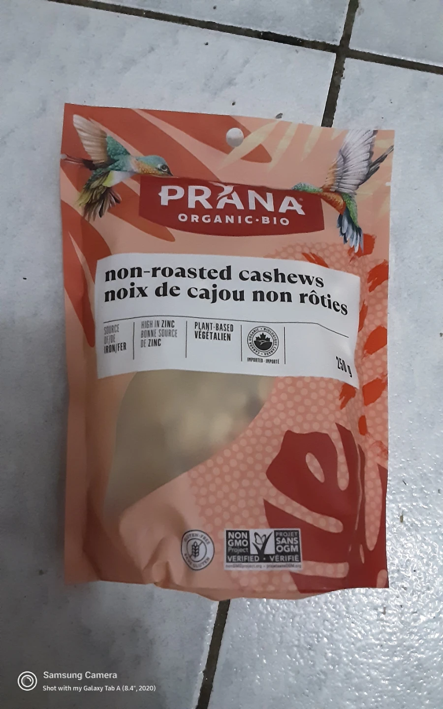 PRANA Organic Non-Roasted Cashews 250g