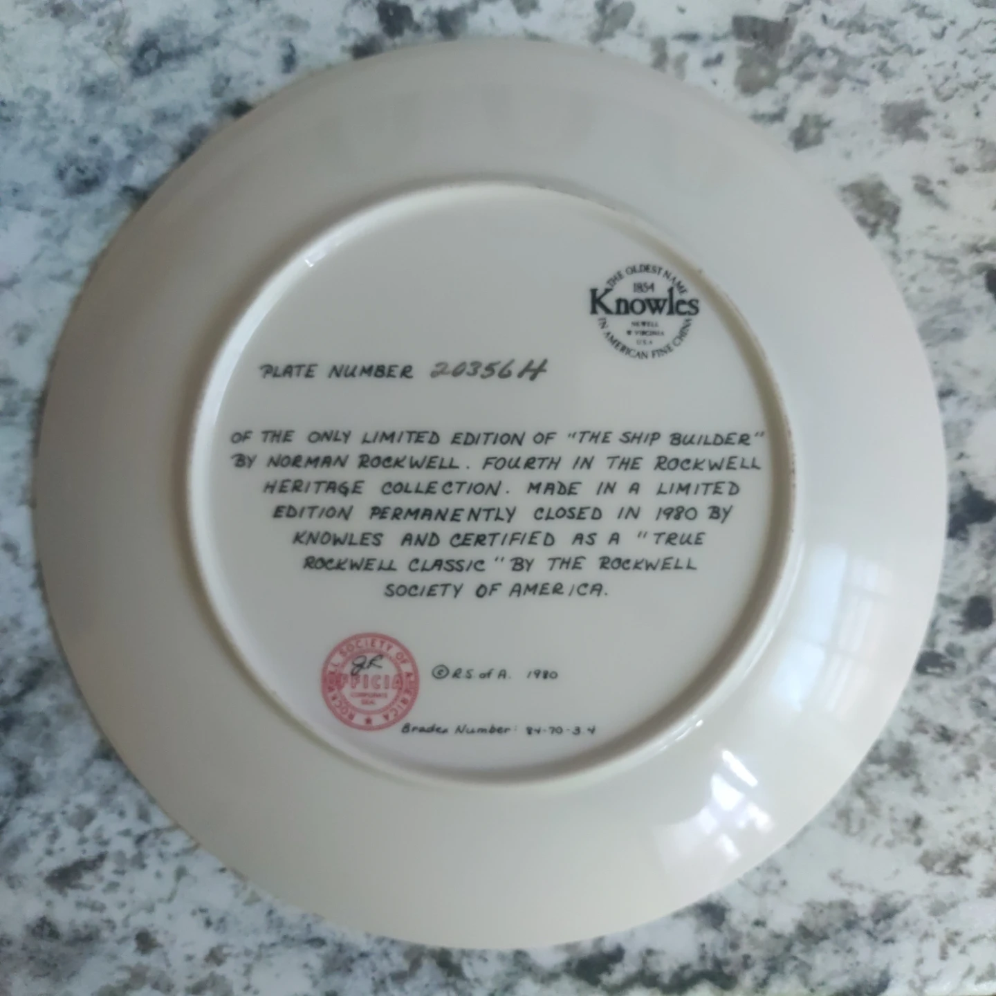 Norman Rockwell "The Ship Builder" Collector Plate by Knowles - photo 2
