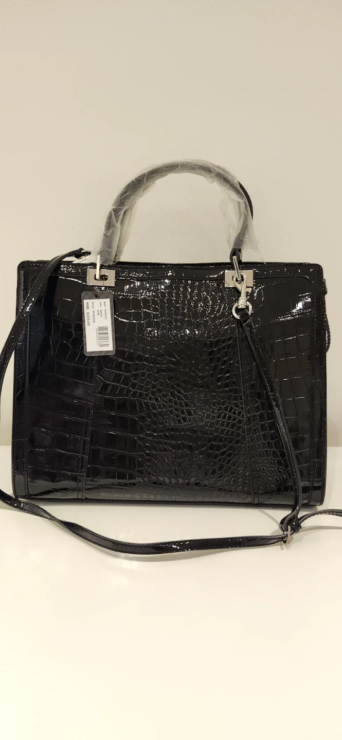 Black GUESS Patent Croc Tote Bag - photo 2