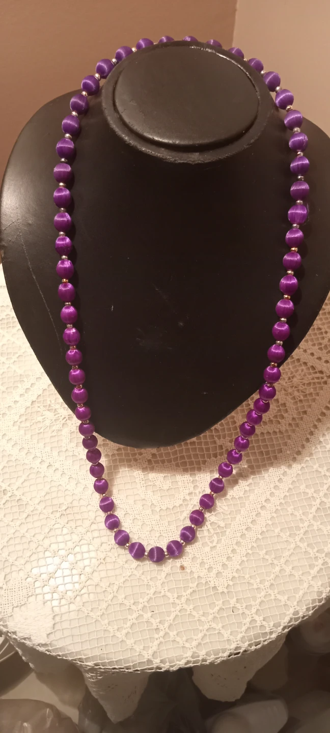 Satin wrapped Purple Beaded Necklace
