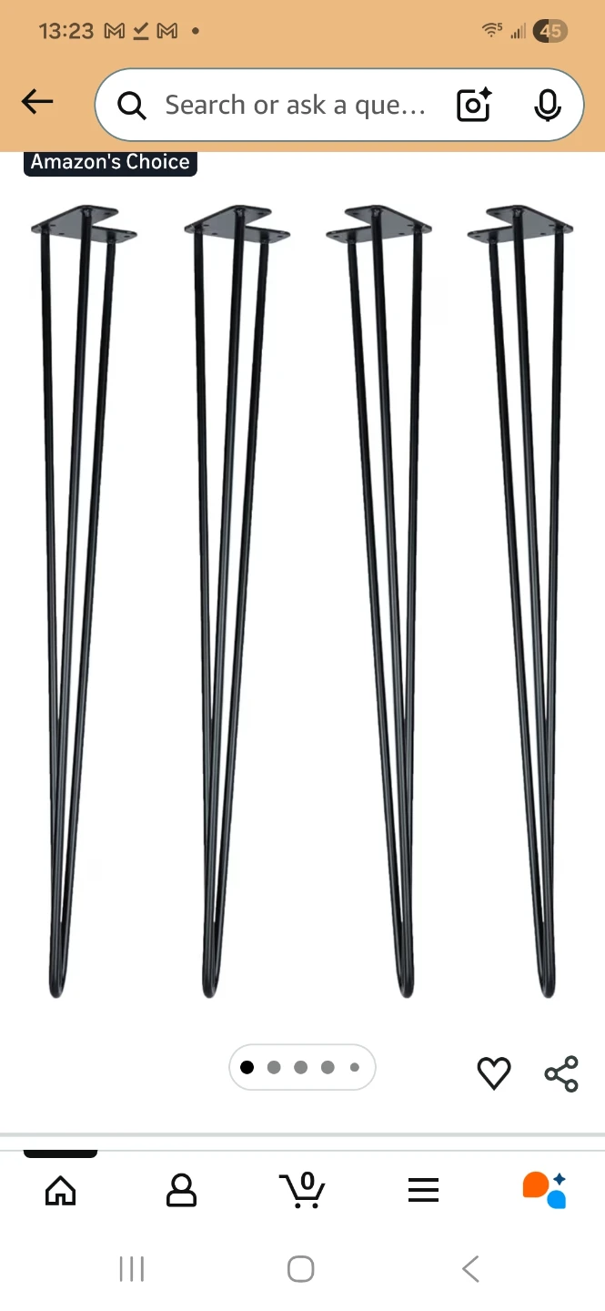 Set of 4 Black Metal Hairpin Legs