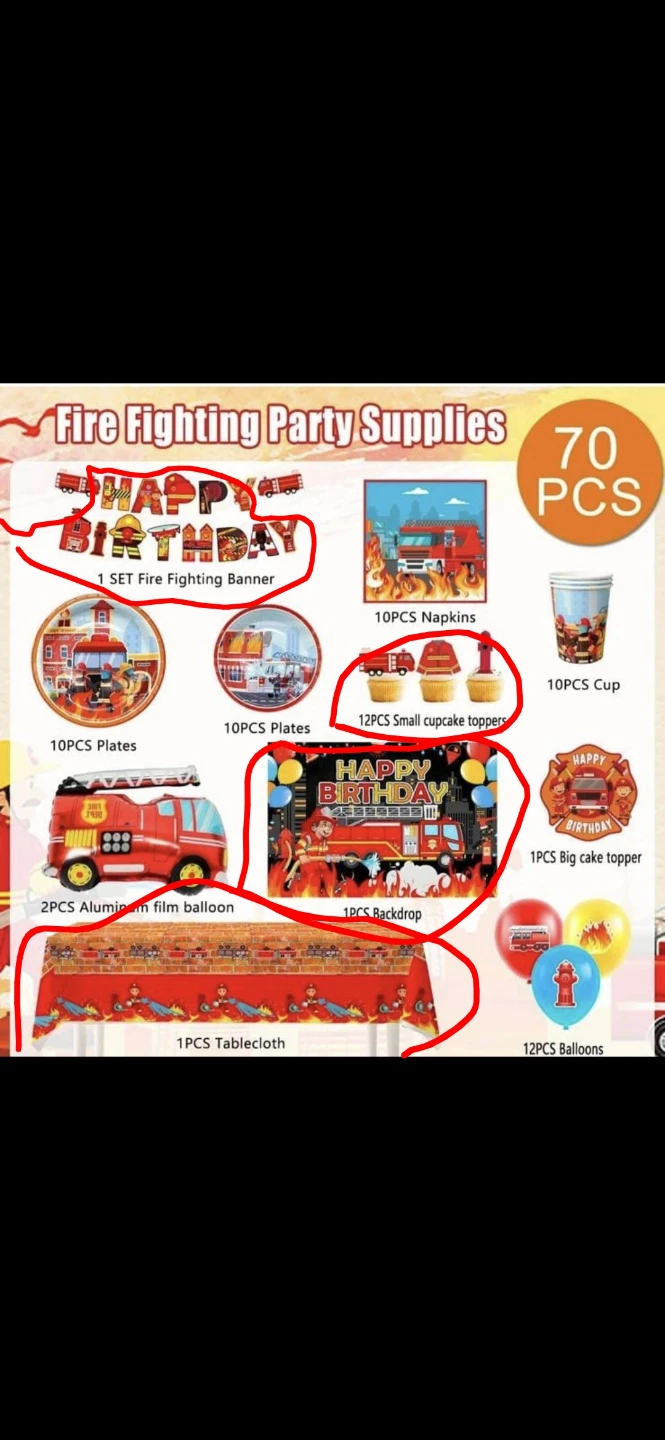 Fire Fighting  Birthday Party Banner and other party supplies - photo 2
