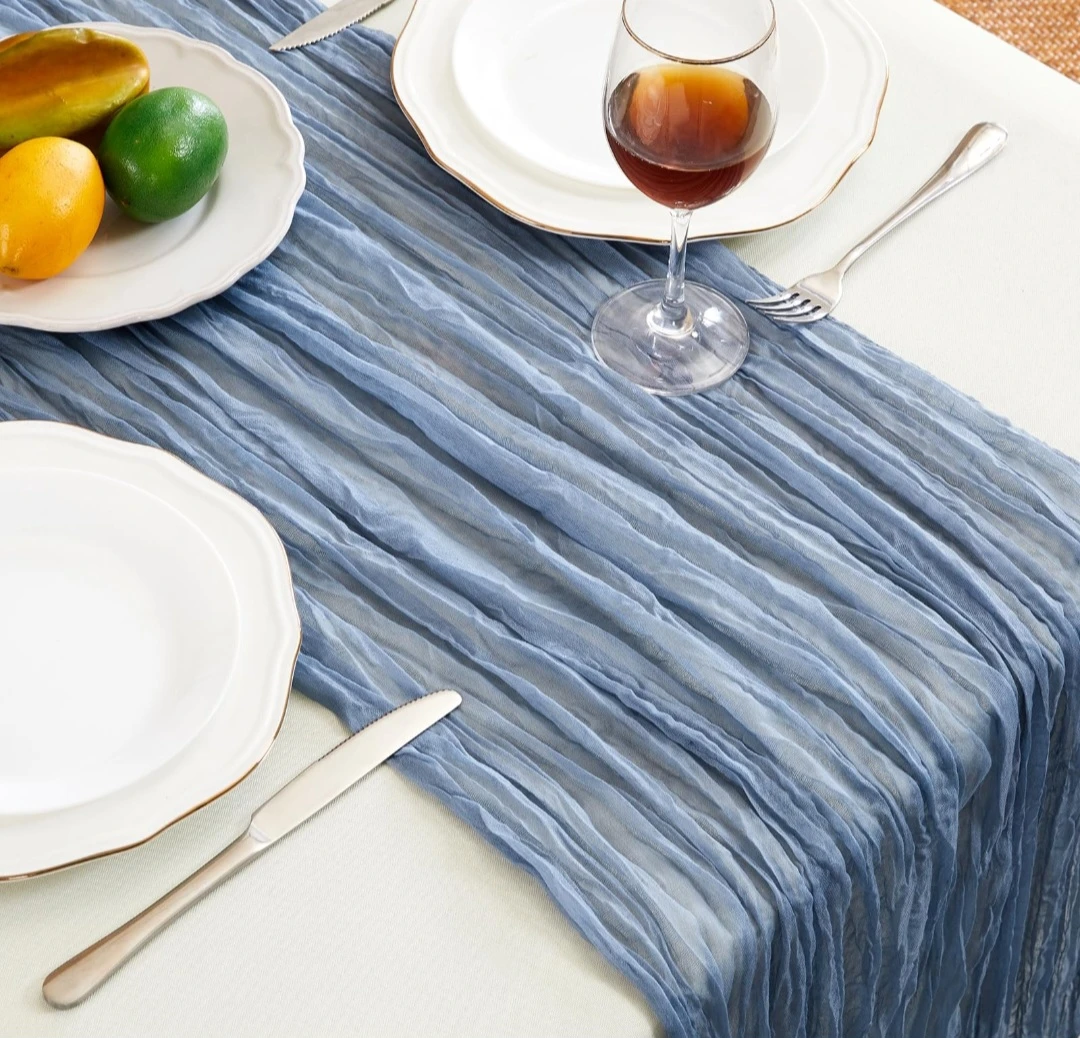 Dusty Blue Cheesecloth Table Runner-10 ft-Set of 3