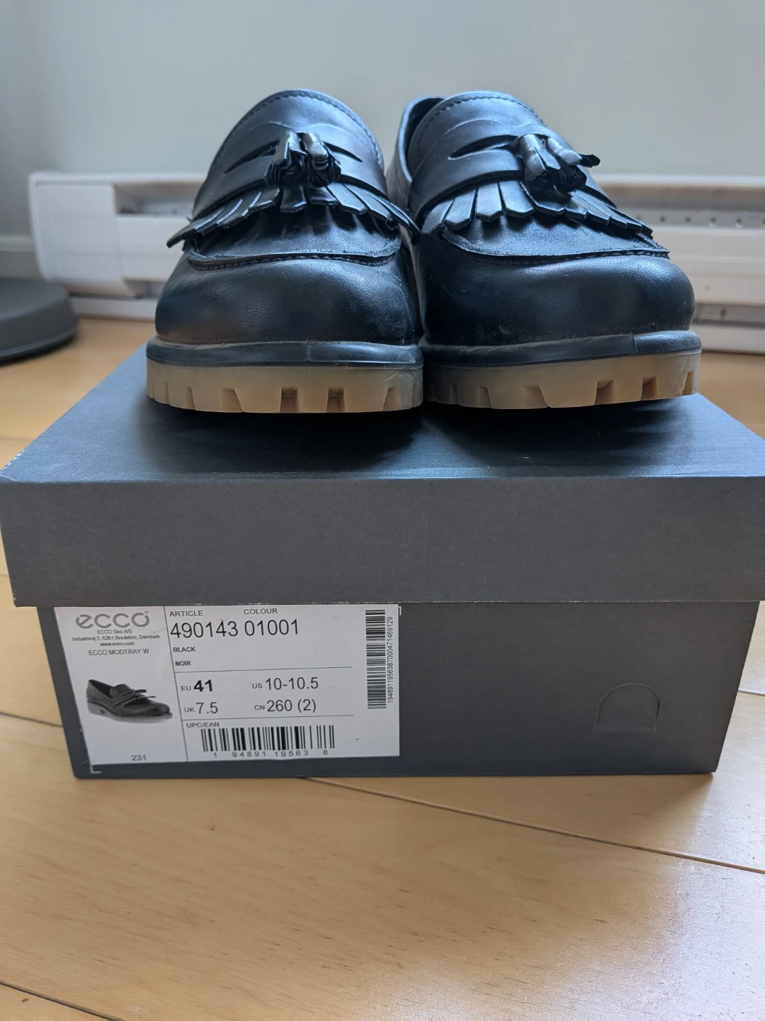 ECCO Loafers Black Leather Size EU 41