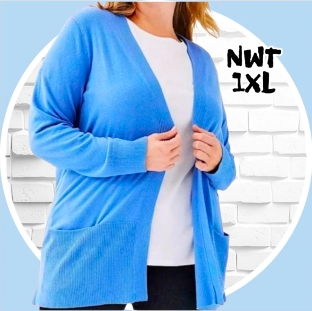 NWT 1X Open Front Cardigan w 2 Pockets 🏆