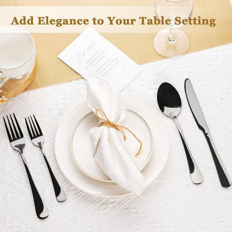 NeW 24 Piece Black Stainless Steel Flatware Set - photo 2