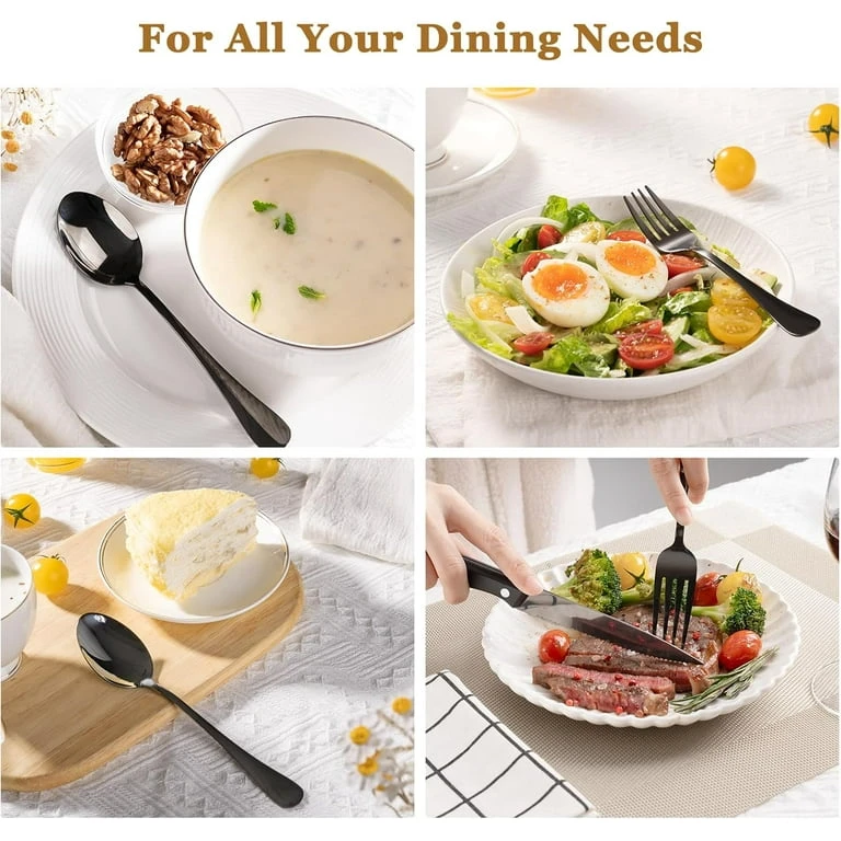 NeW 24 Piece Black Stainless Steel Flatware Set - photo 5