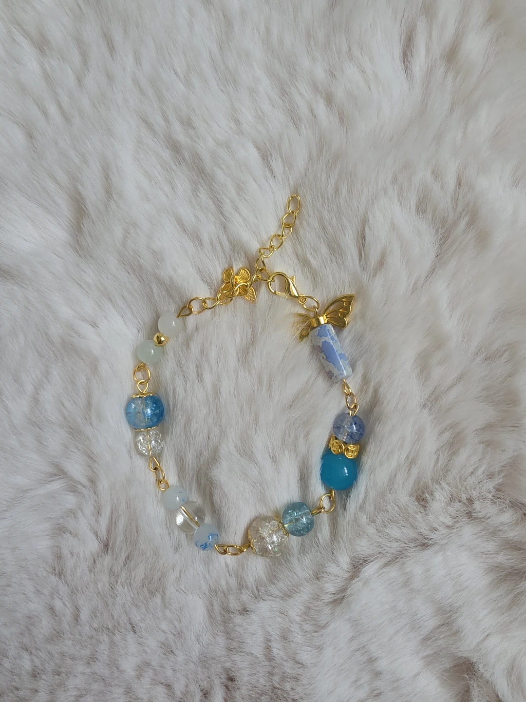 Mixed glass Beaded Charm Bracelet with Butterfly - photo 2