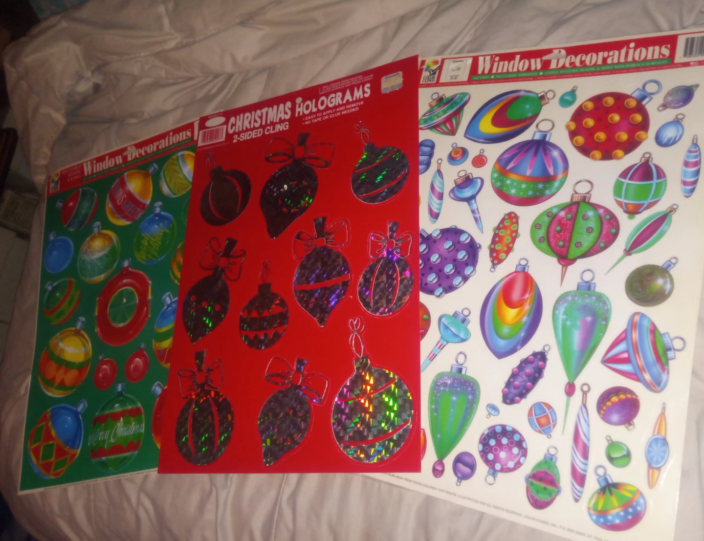 Christmas Hologram Window Decorations - 3 Sheets