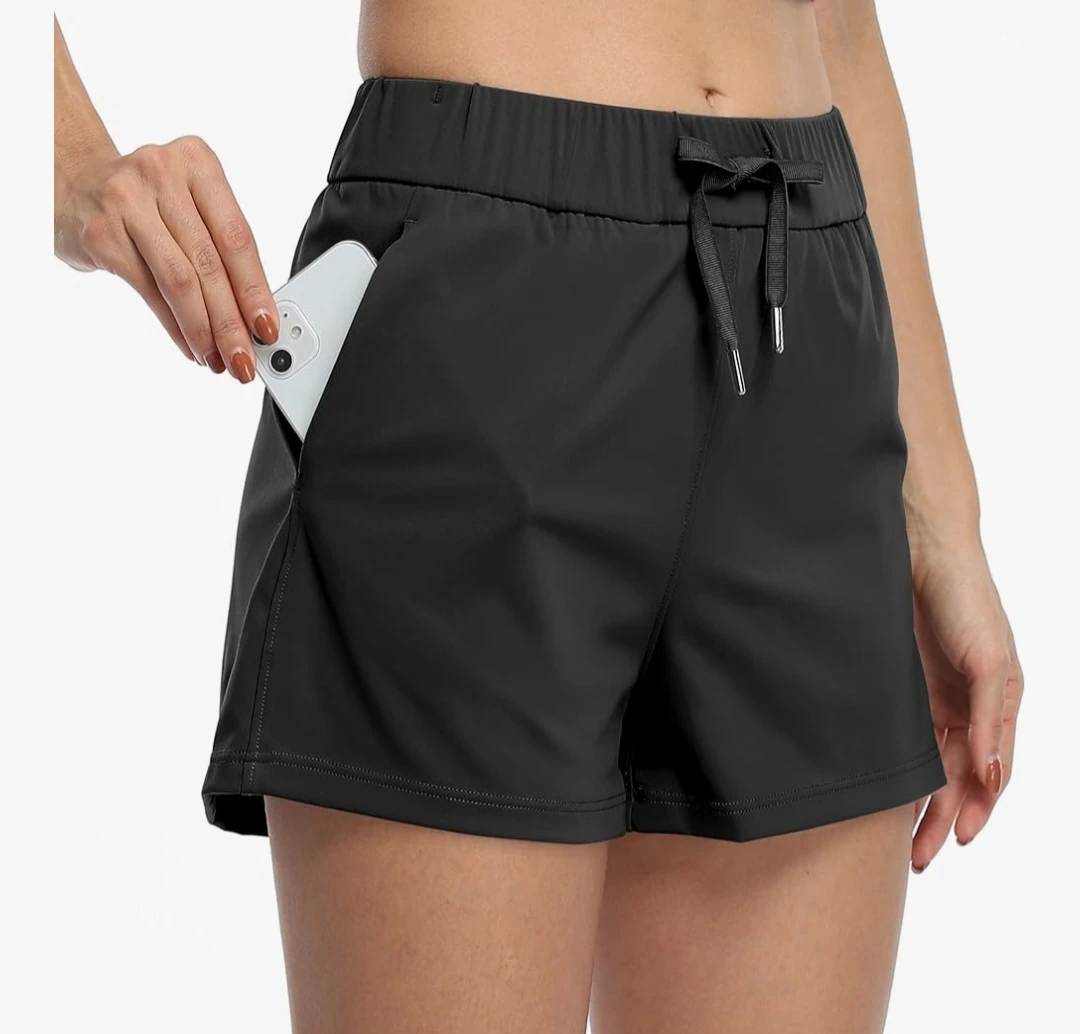 Small -Willit Women's Black Athletic Running Shorts