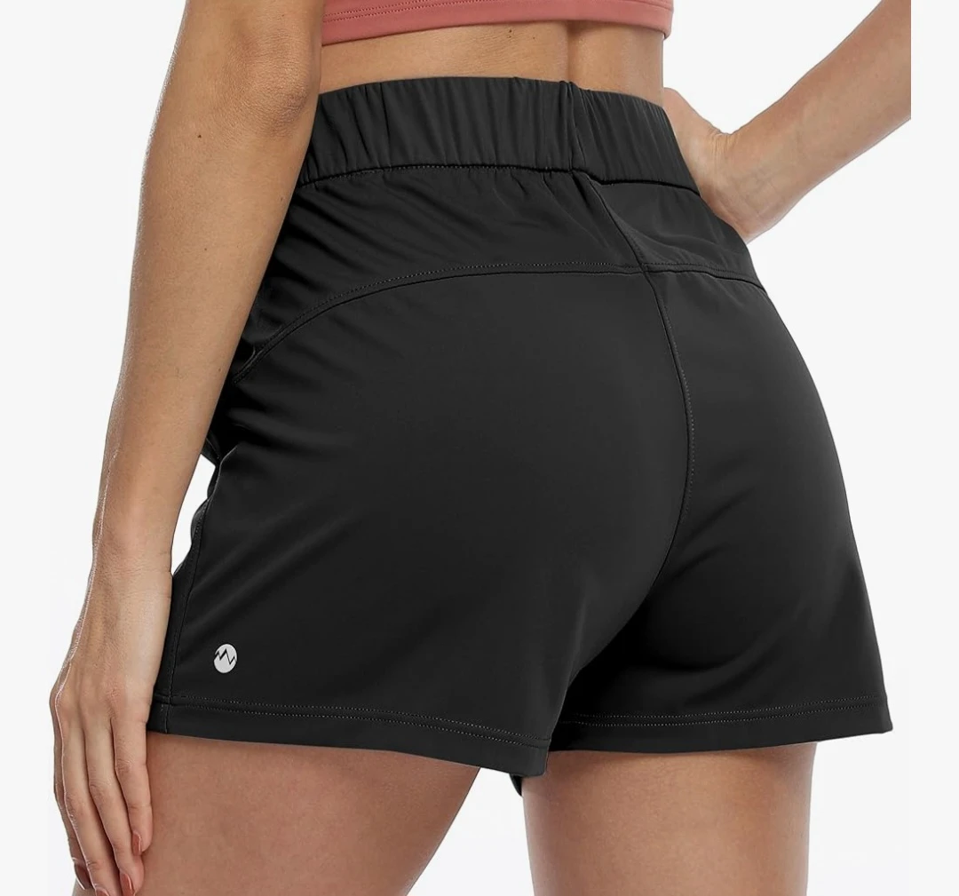 Small -Willit Women's Black Athletic Running Shorts - photo 2
