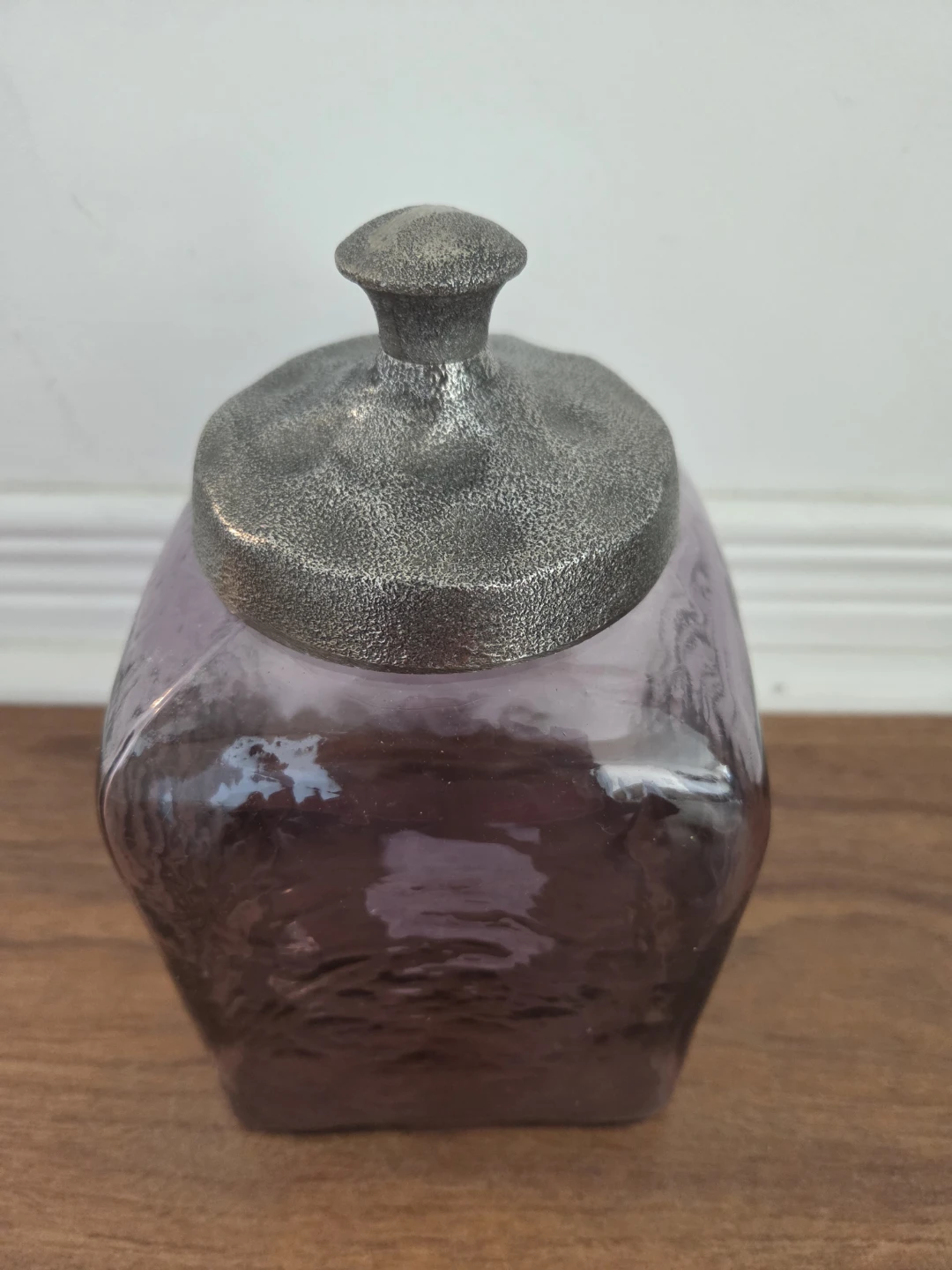 Purple Glass Storage Jar with Metal Lid - photo 2