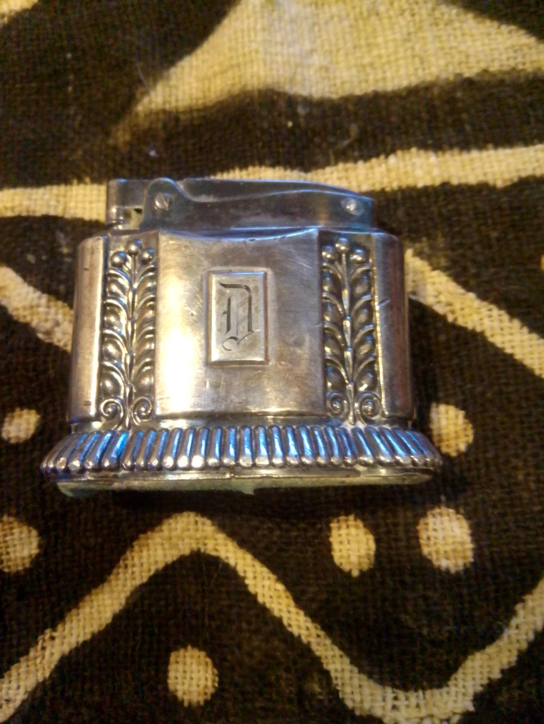 Vintage Decorative Lighter - Silver Tone with Monogram