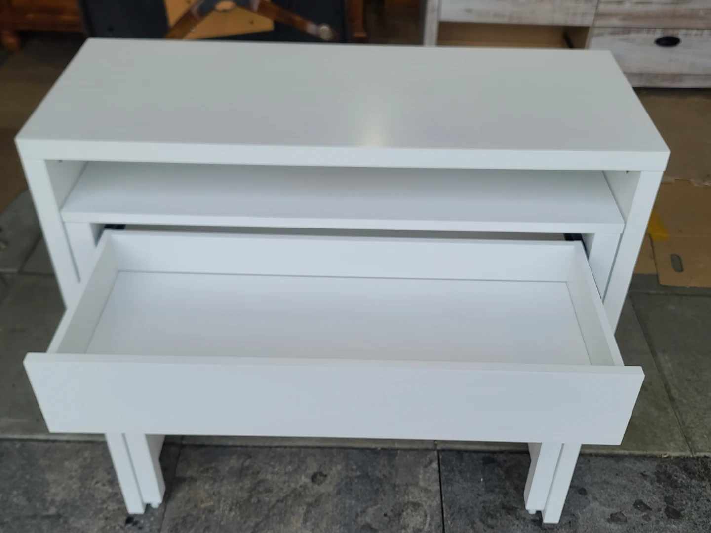 White Nesting Tables with Drawer - photo 4