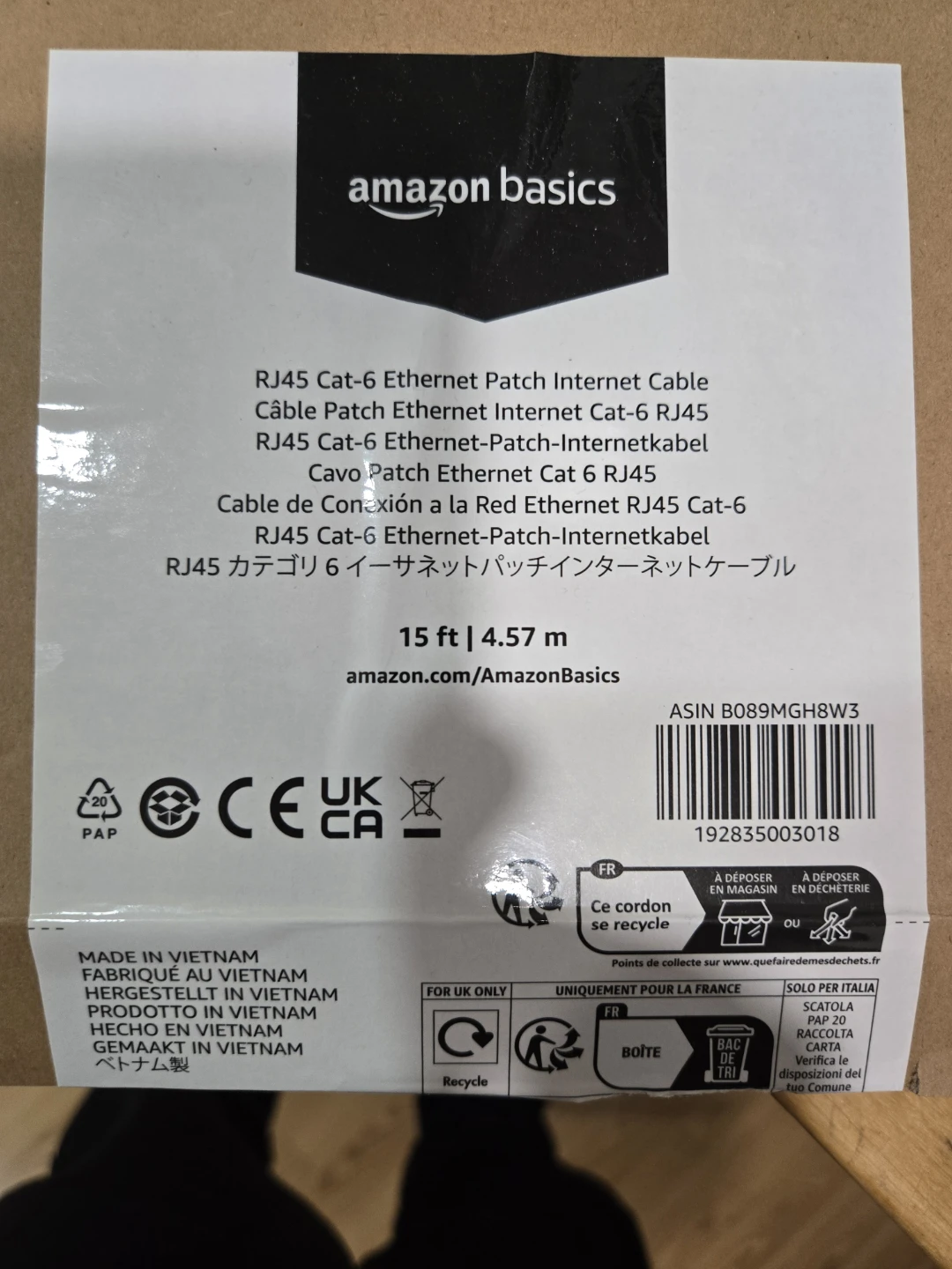 Amazon Basics Cat-6 Ethernet Cable - 15 ft