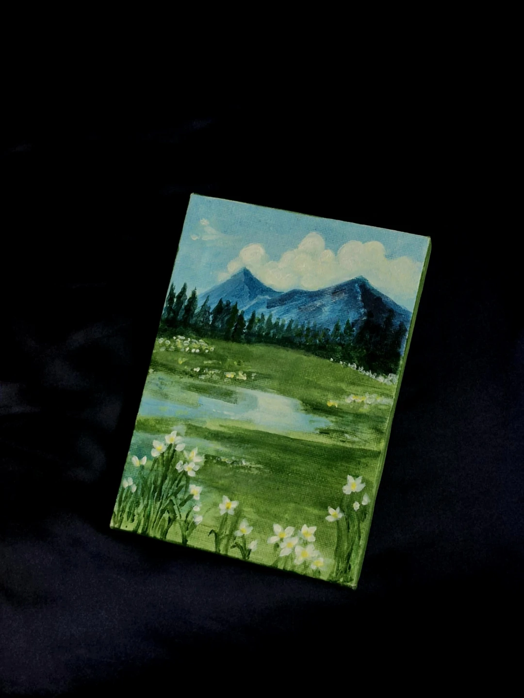 Canvas Painting of Mountain Landscape
