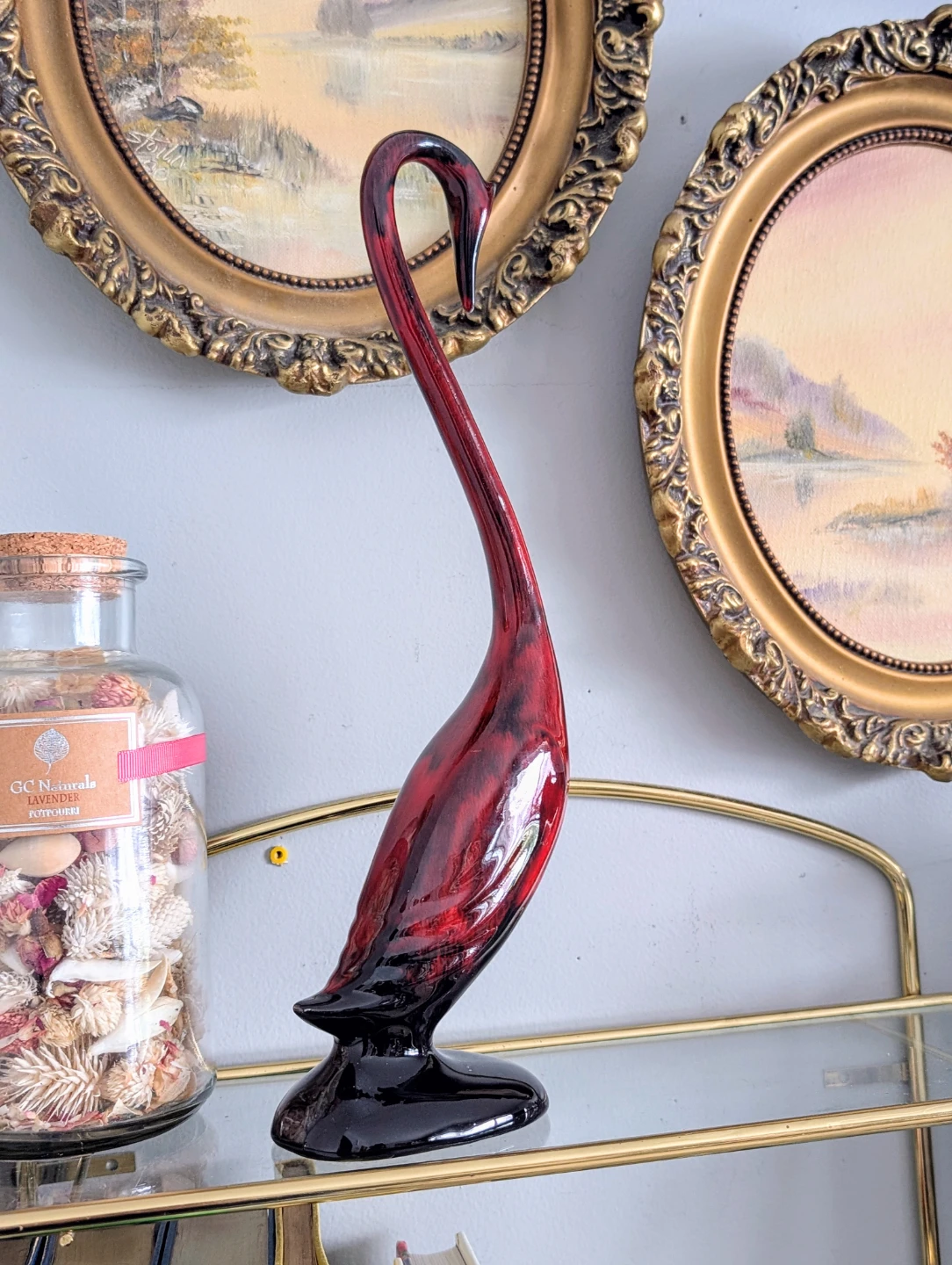 Beautiful Grenadier Art Pottery Handcrafted Glass Crane Figurine - photo 2