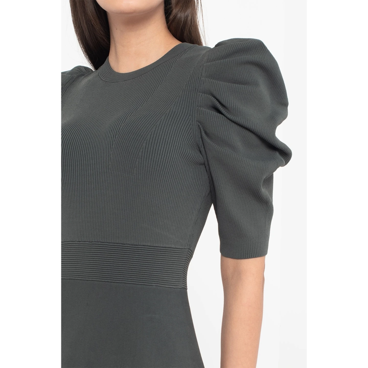 TED BAKER Llorna puff-sleeved knitted skater dress - photo 2