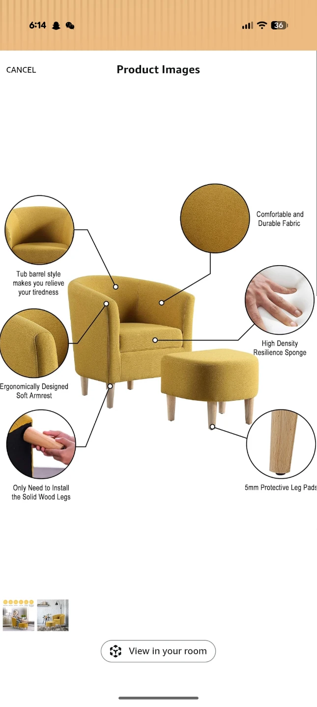 Modern accent chair upholstered arm chair ottoman footrest - photo 4