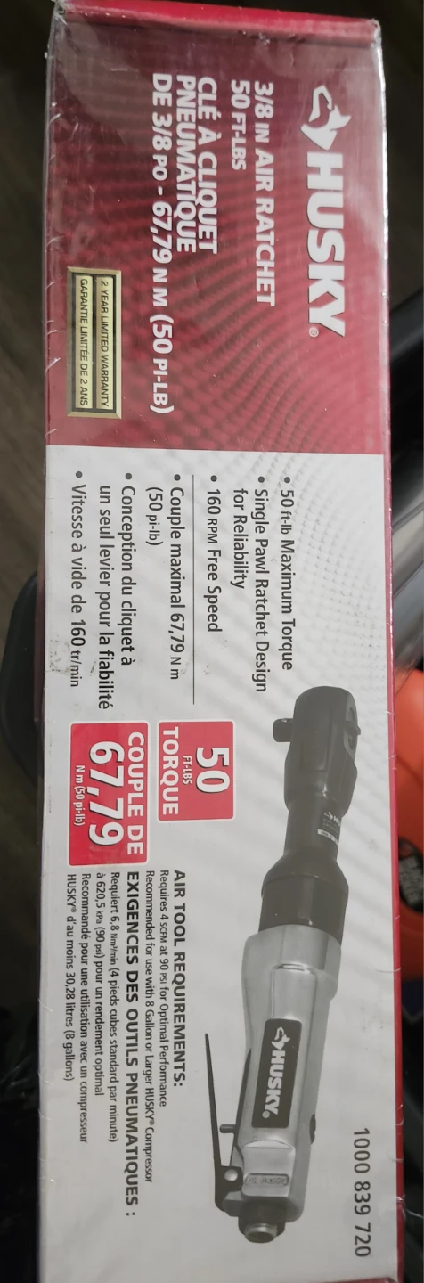 Husky 3/8" Air Ratchet 50 ft-lbs