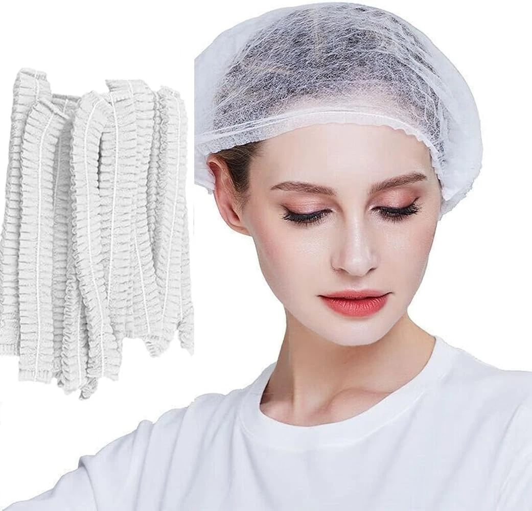 White Disposable Hair Net Caps - Pack of 100