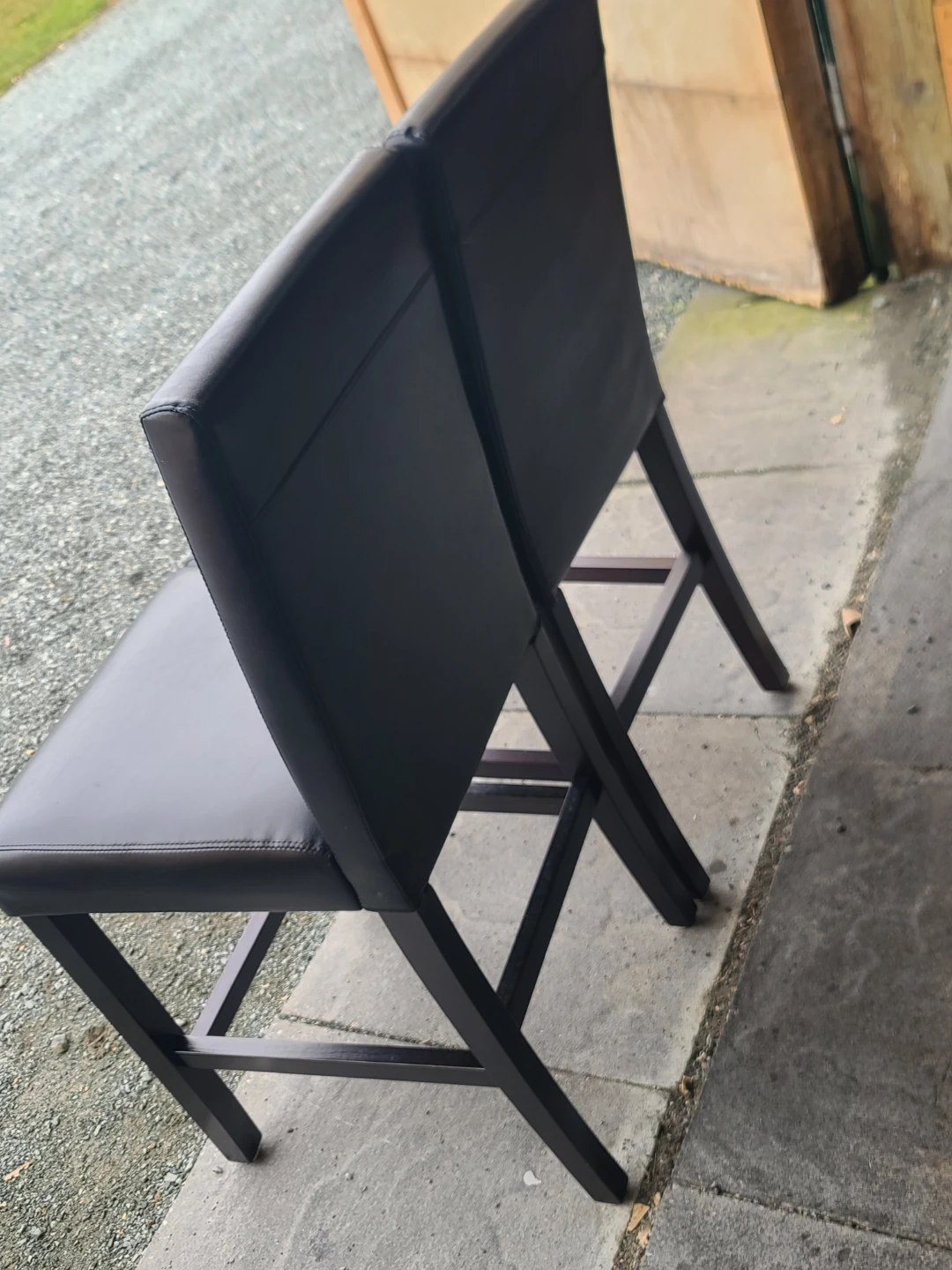 Set of 2 Black Faux Leather Counter Stools - photo 3