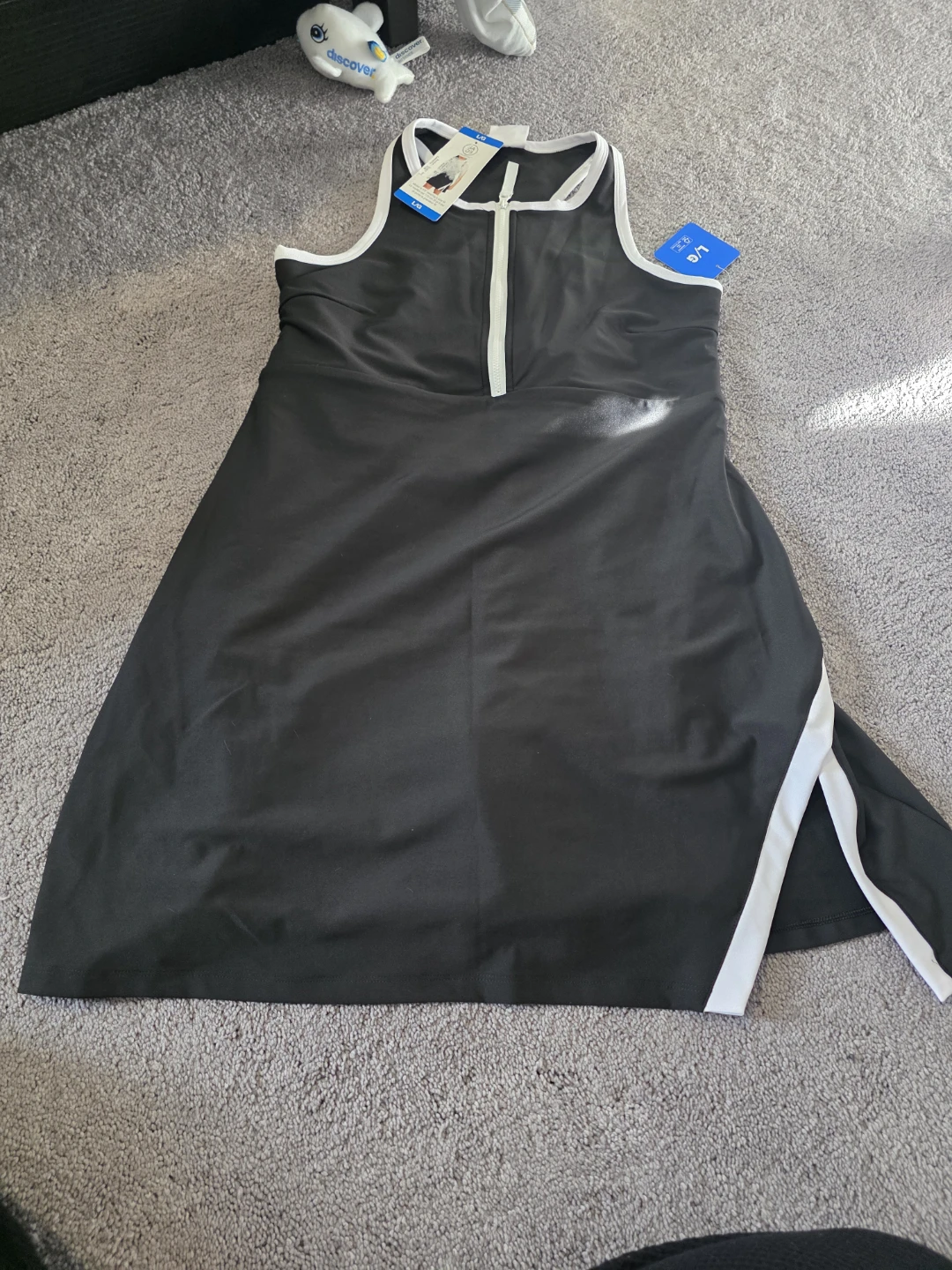 Women's black athletic dress with white trim🏆