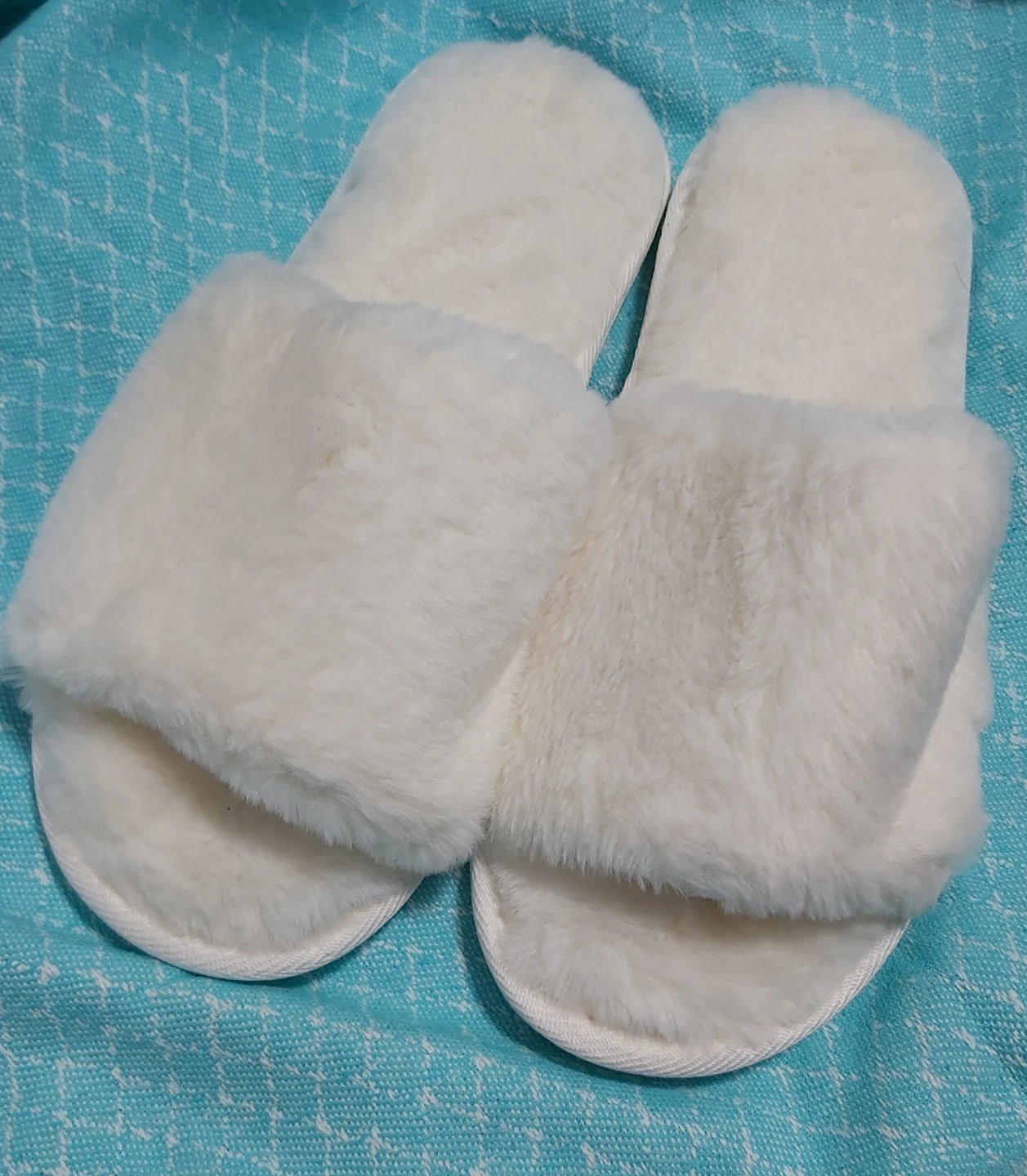 Fuzzy White Slippers