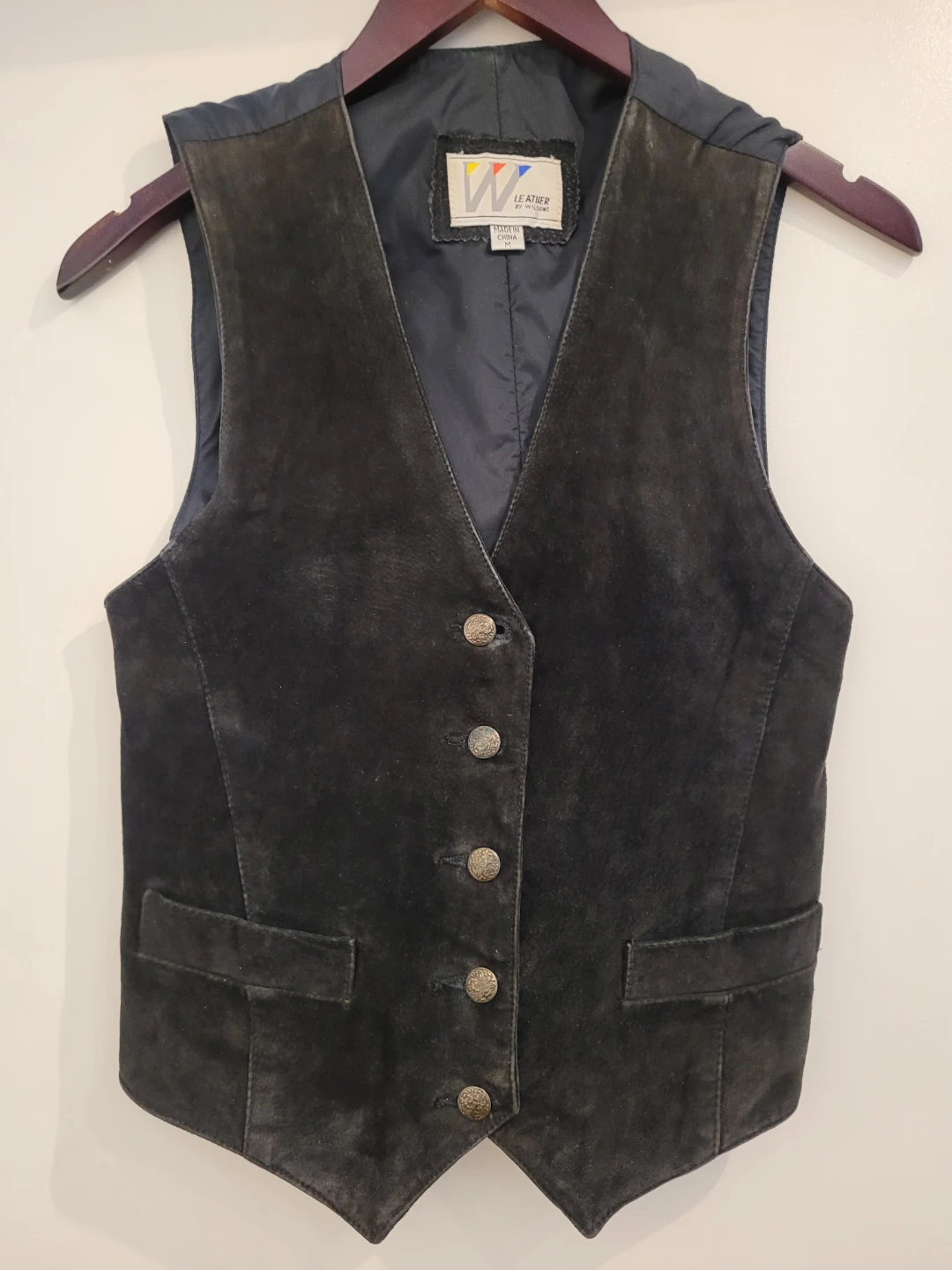 Black Leather Suede Vest - Women's Medium