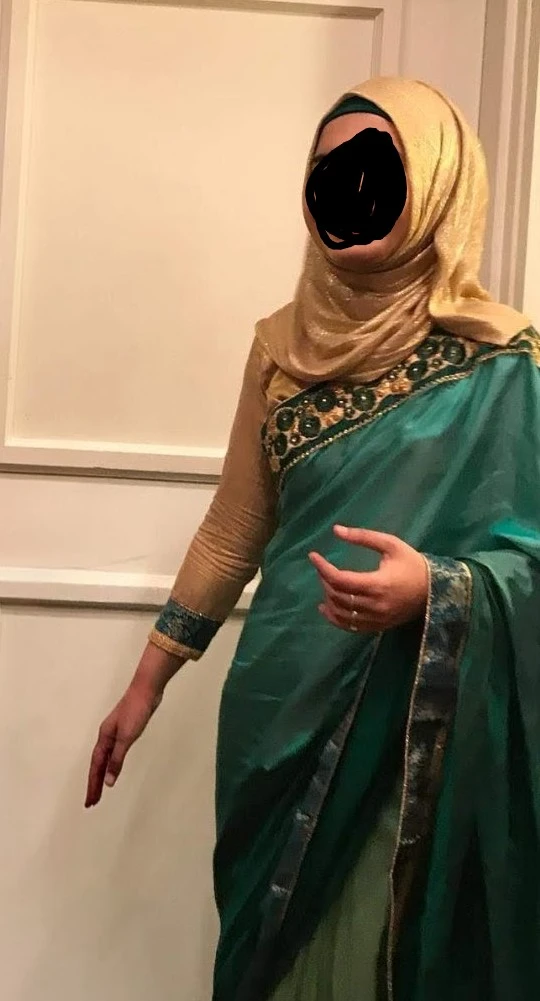 Emerald Green Saree with Gold Embellishments - photo 2