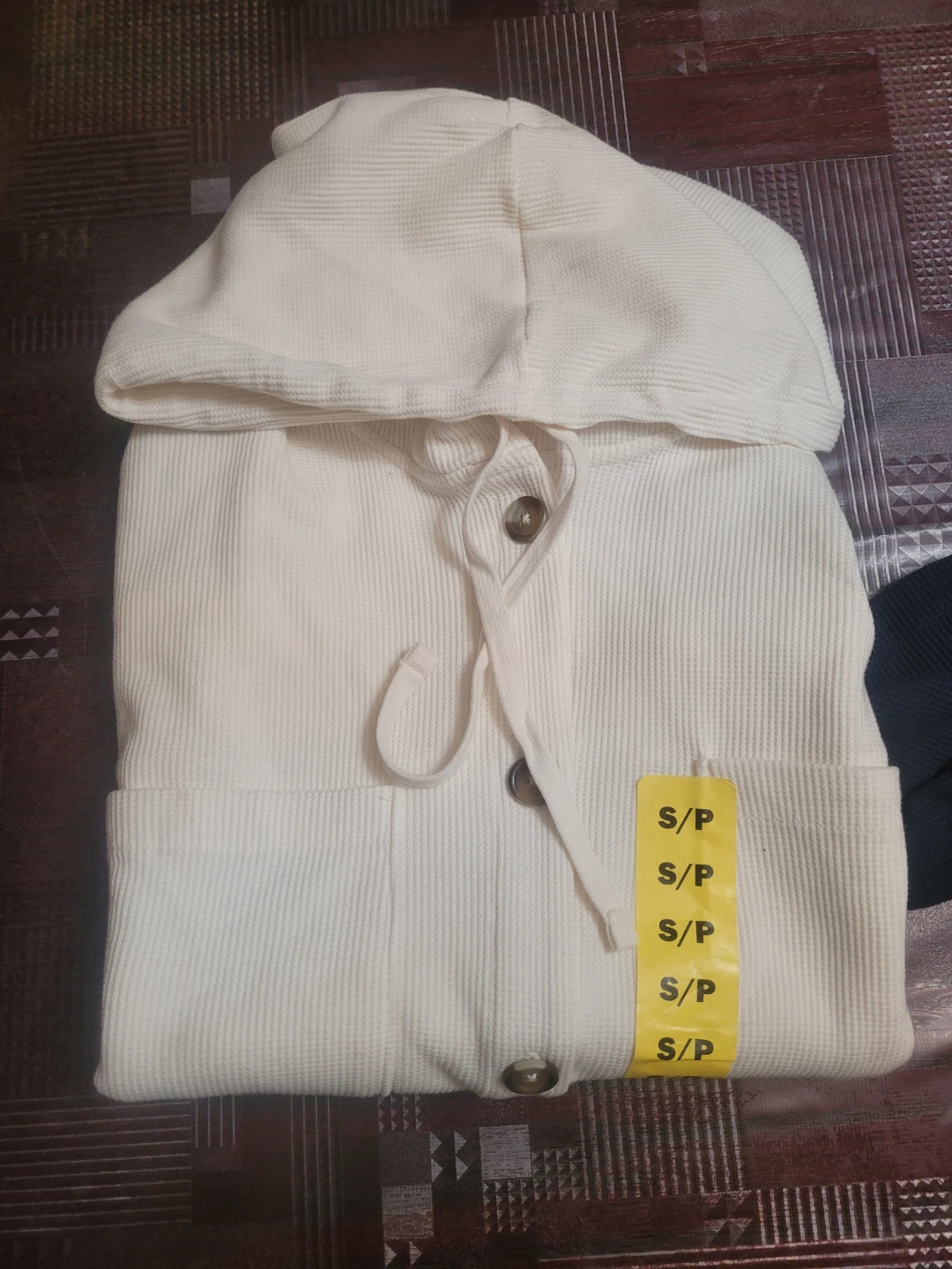 Women's Cream Waffle Knit Hooded Cardigan - photo 2