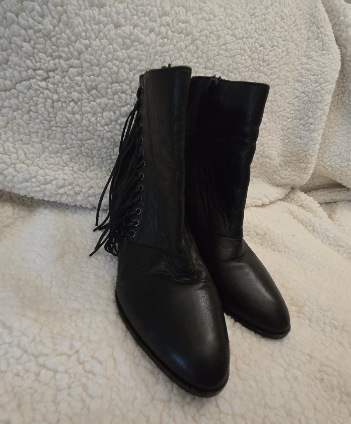 ALDO Black Leather Ankle Boots with Fringe - photo 4