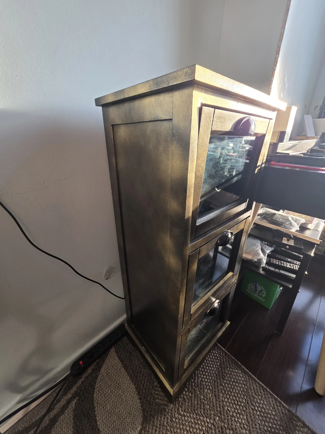 3-Drawer Storage Cabinet with Glass Fronts - photo 2