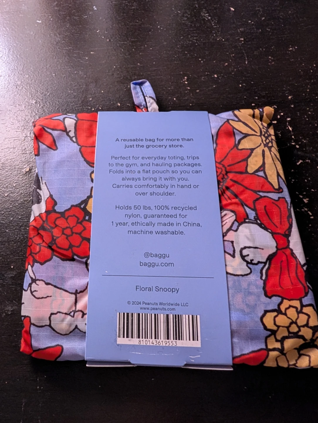 Baggu Peanuts Standard Reusable Bag - Floral Snoopy