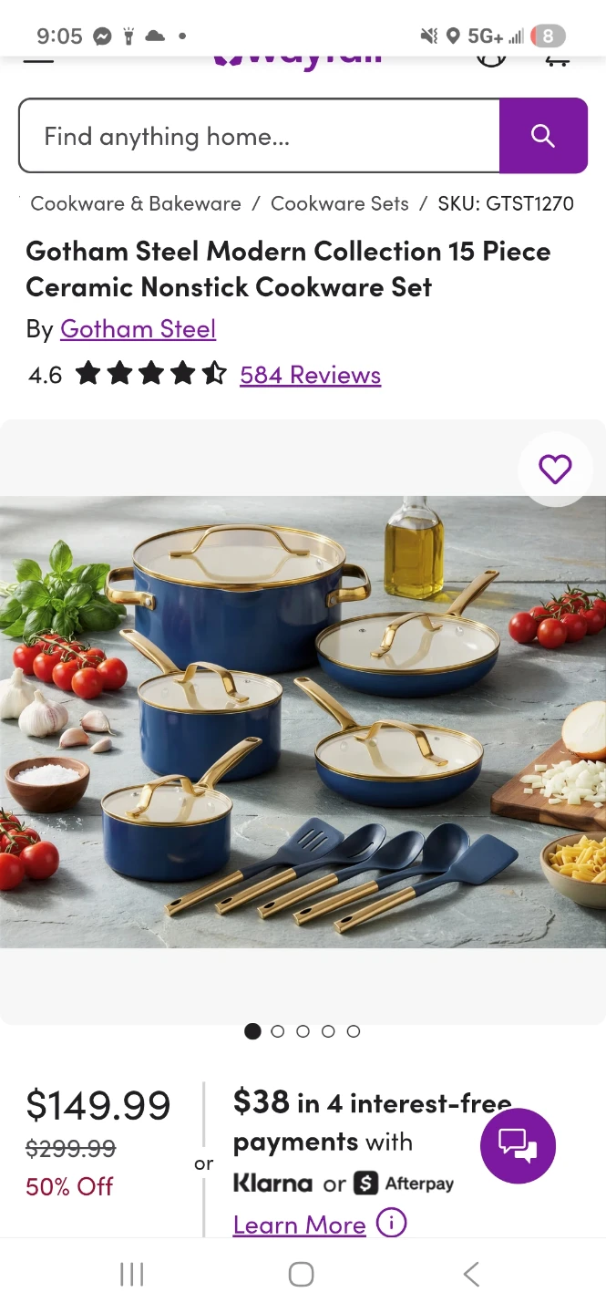 Gotham Steel Modern Collection 15 Piece Ceramic Nonstick