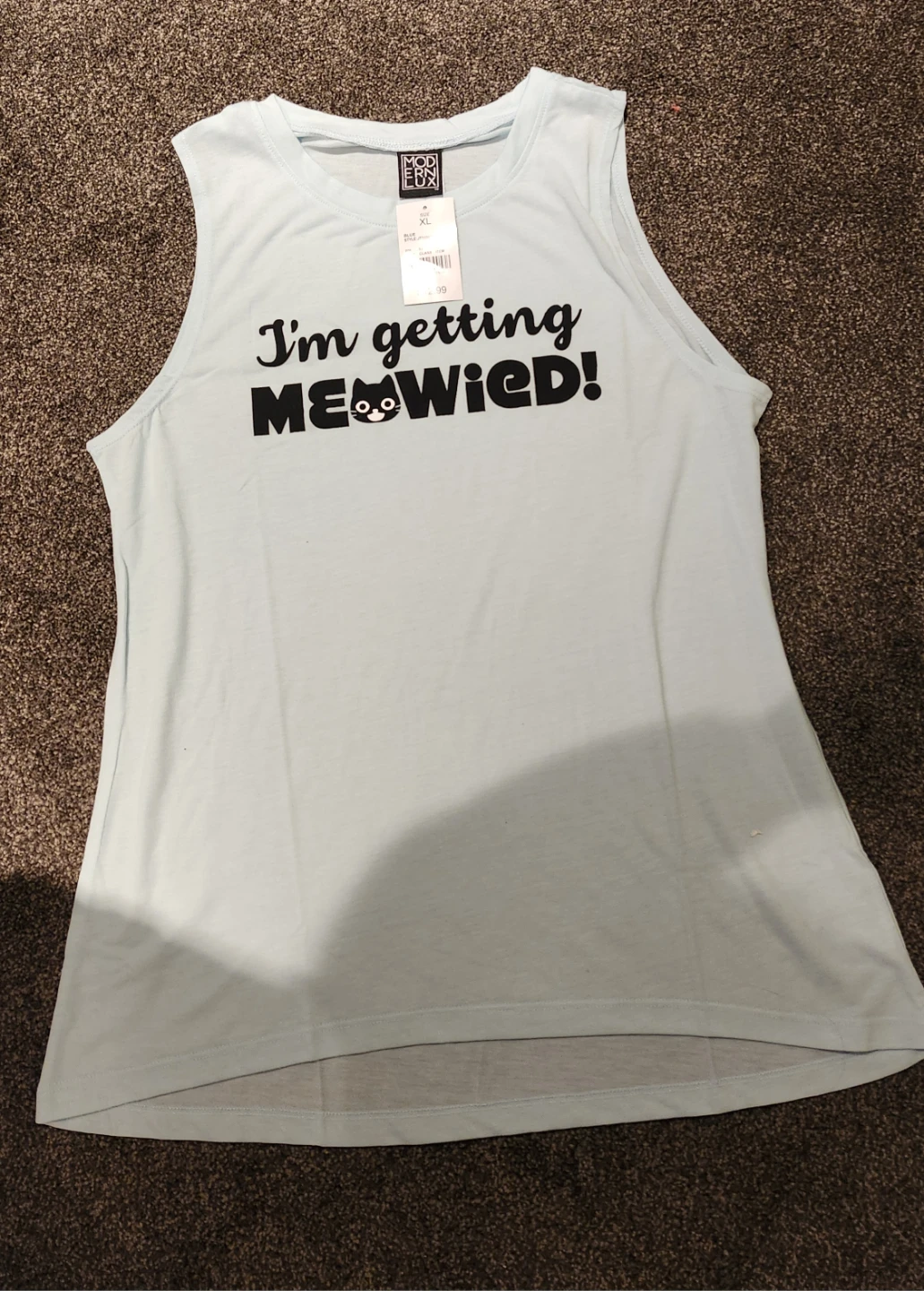 Modern Lux Blue "I'm getting MEOWied!" Tank Top - Size XL