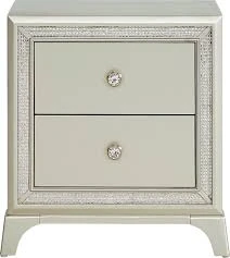 Silver 2-Drawer Nightstand with Crystal Knobs - Set of 2 - photo 2