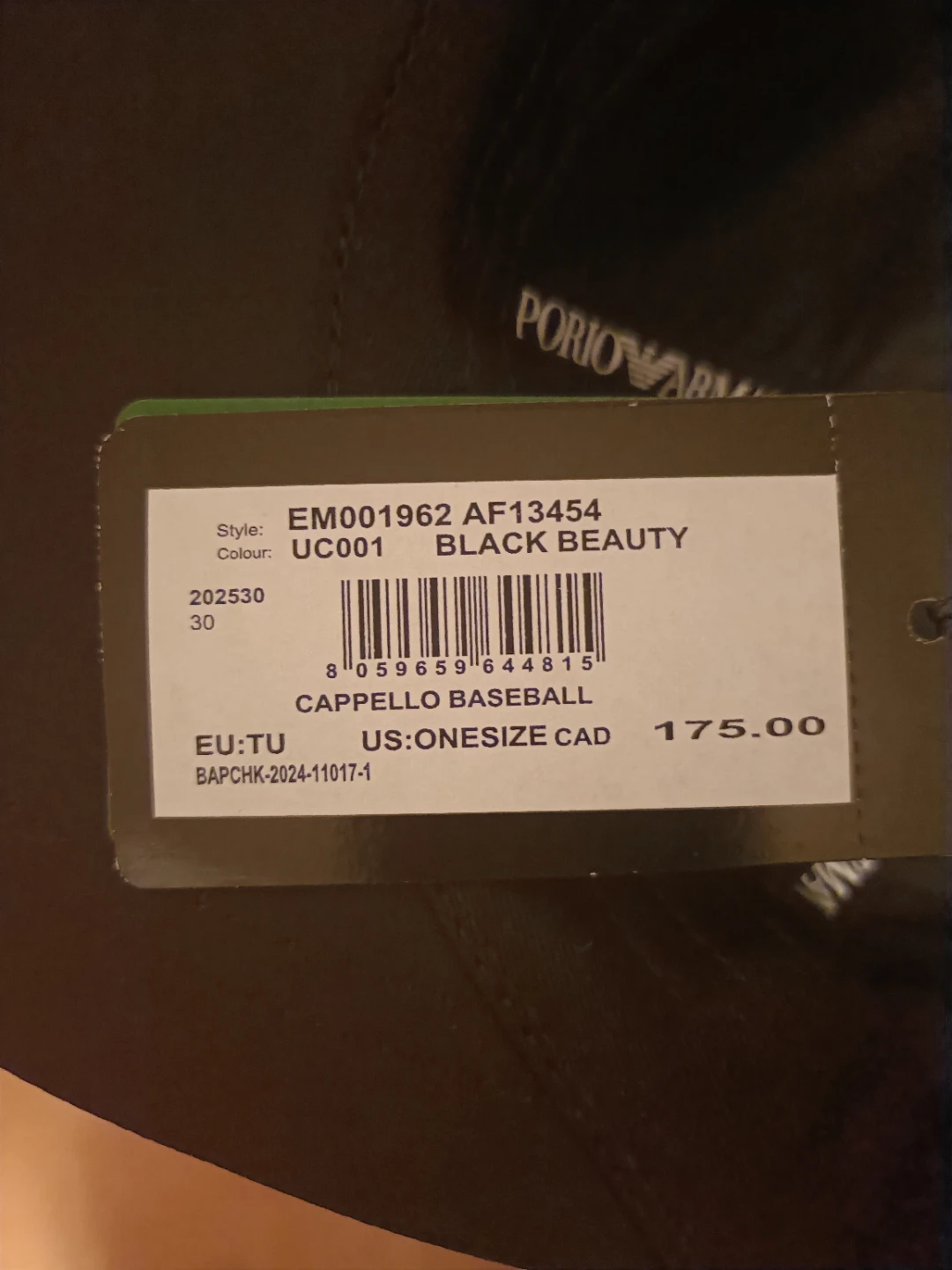 Emporio Armani Black Beauty Baseball Cap - photo 3