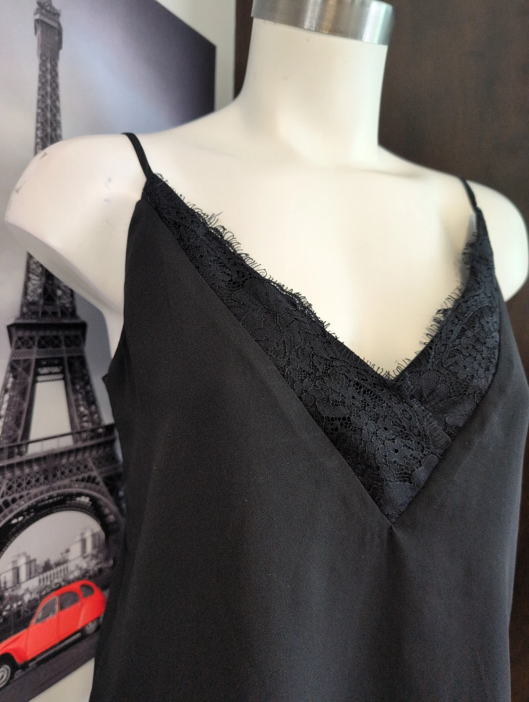 Socialite Black Lace Trim Cami - Size S - photo 2