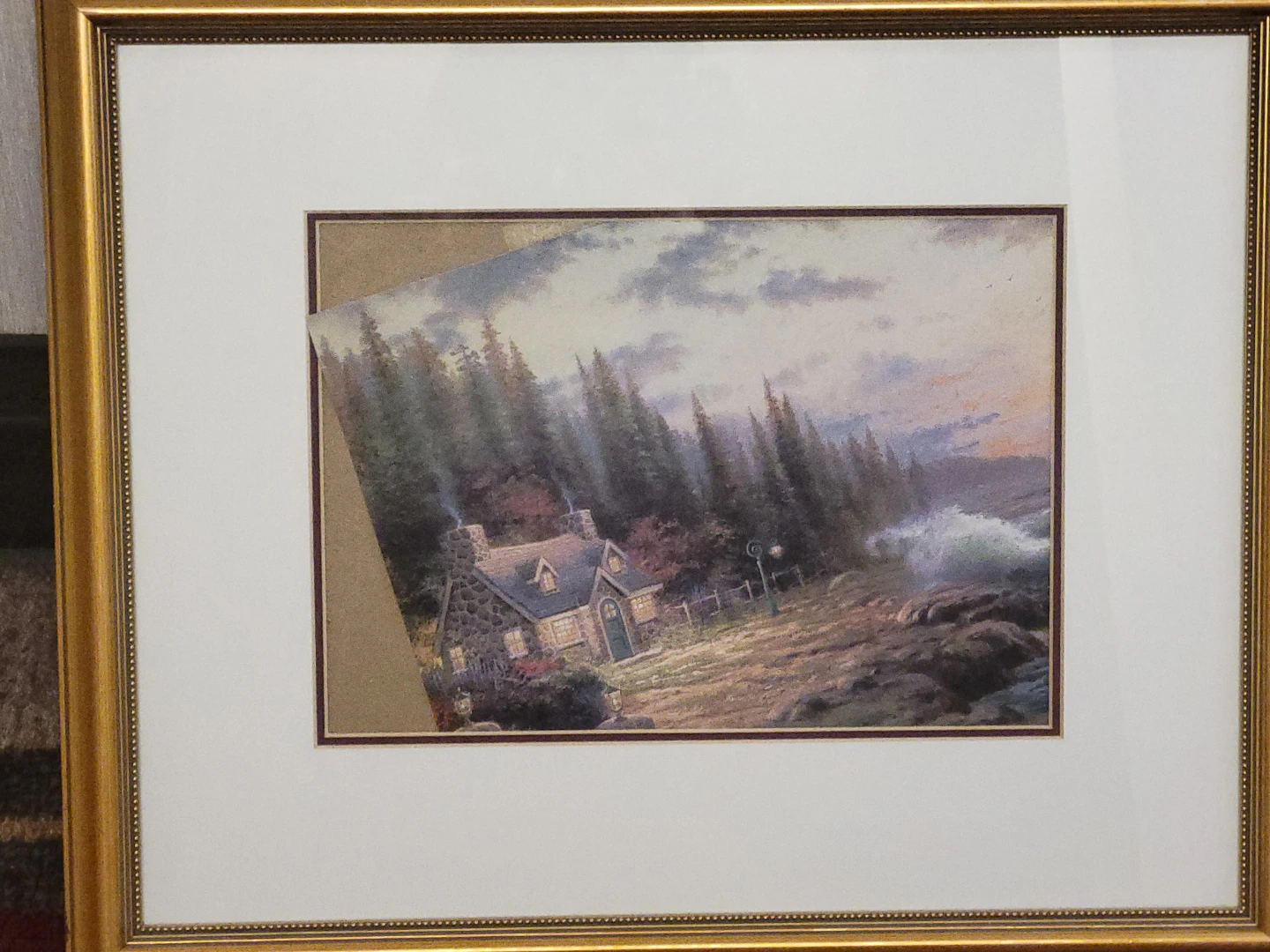 🥕Framed Art Print "Riverside Cabin" Landscape