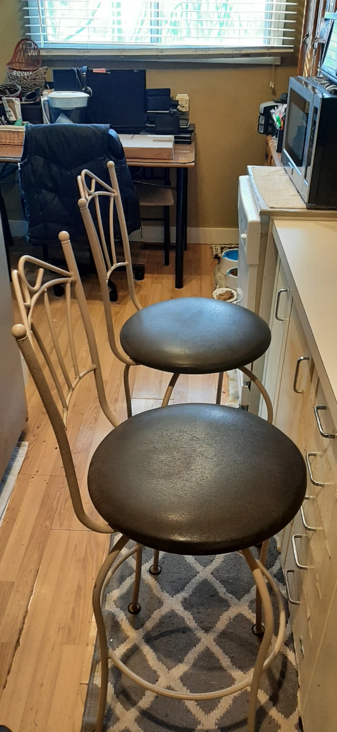 Pair Of Nordesign Wrought Iron Swivel Bar Stools - photo 2
