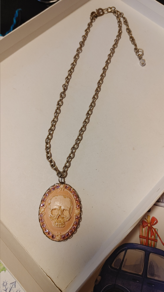 Pash Skull Pendant Necklace with Pink Rhinestone Trim - photo 2