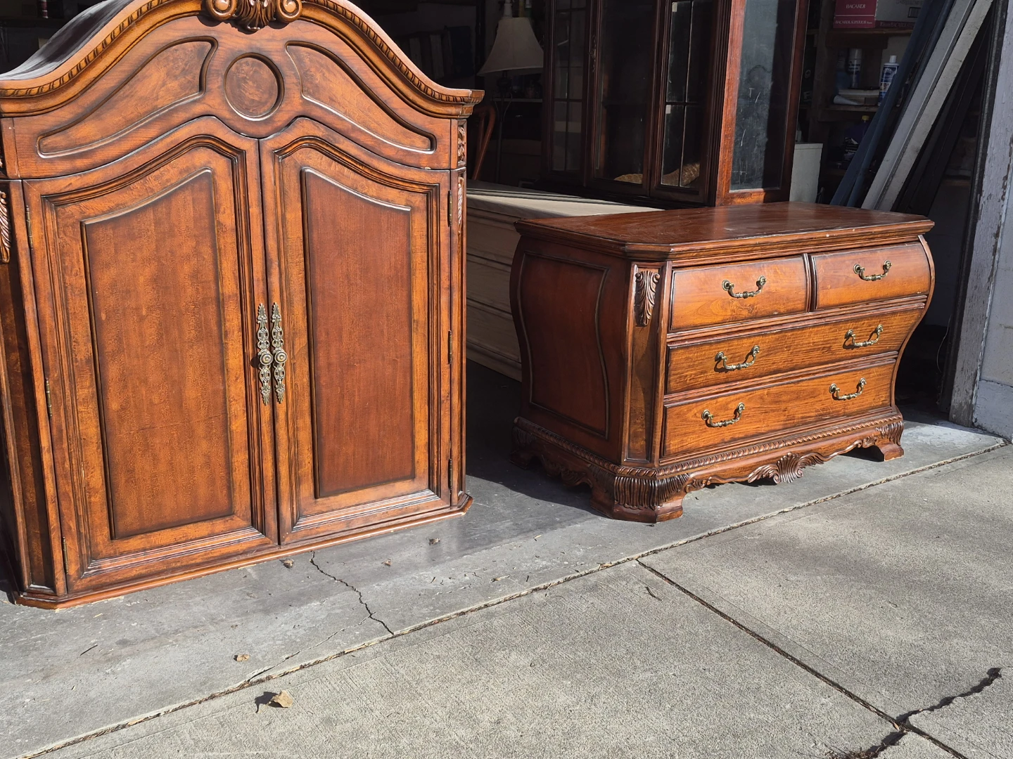 Ornate Wooden Armoire with Drawer Dresser Set - photo 2