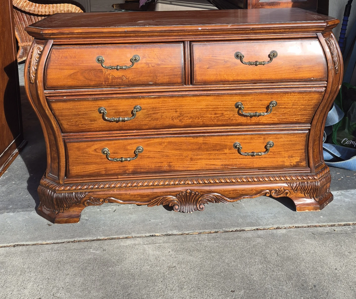 Ornate Wooden Armoire with Drawer Dresser Set - photo 5