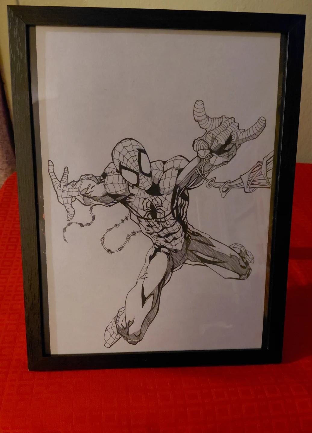 Framed Spiderman Comic Art Drawing - photo 2