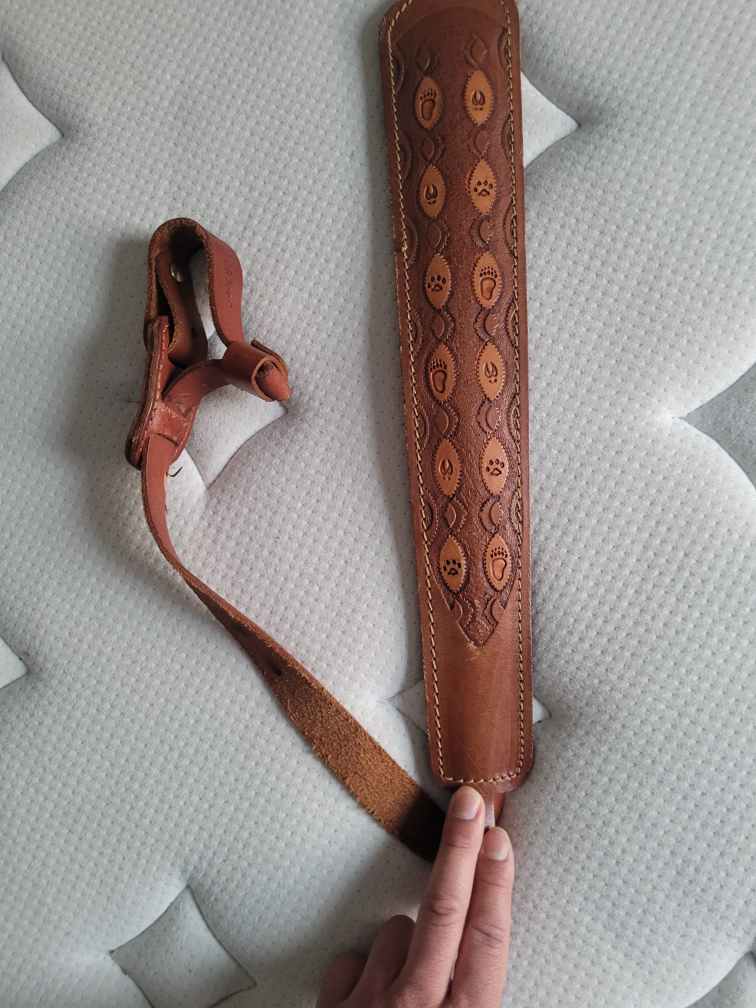 Leather Rifle Sling Strap with Bear Paw Embossing