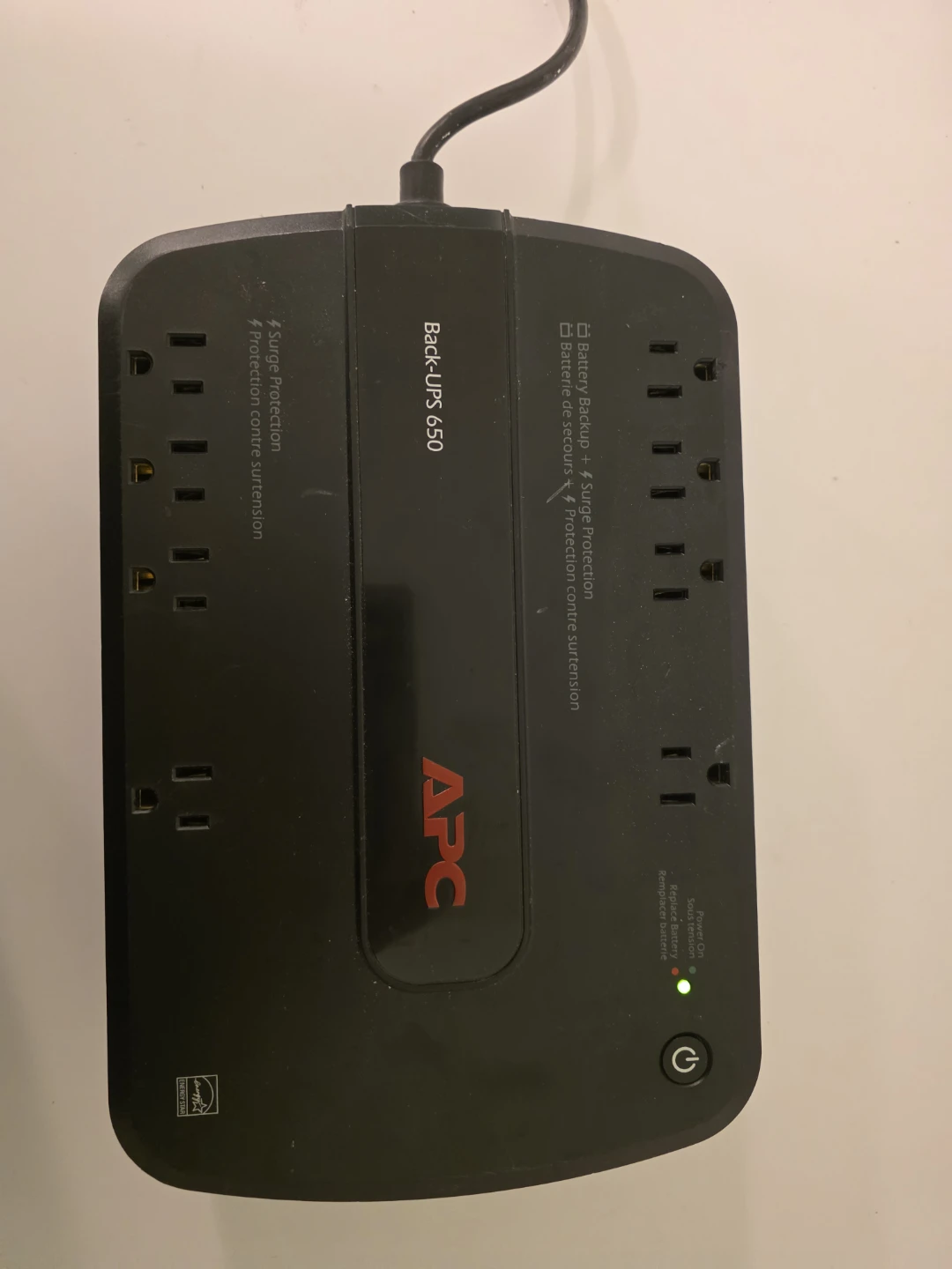 APC Back-UPS 650 Battery Backup Surge Protector
