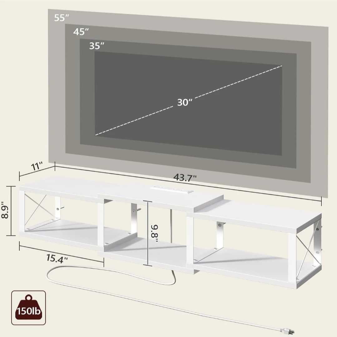 MAHANCRIS Floating TV Stand with 2 AC Outlets & 2 USB Ports - photo 2
