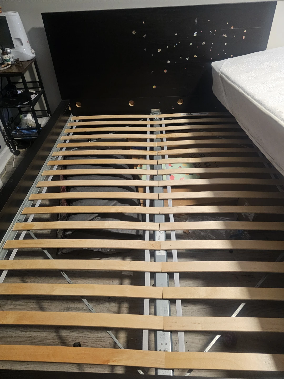Queen bed frame with Arch firm Mattress and topper